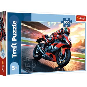 trefl puzzle 100 el Szybki motocykl 16489, zabawki Nino Bochnia, pomysł na prezent dla 5 latka, puzzle 100 elementów z motorem