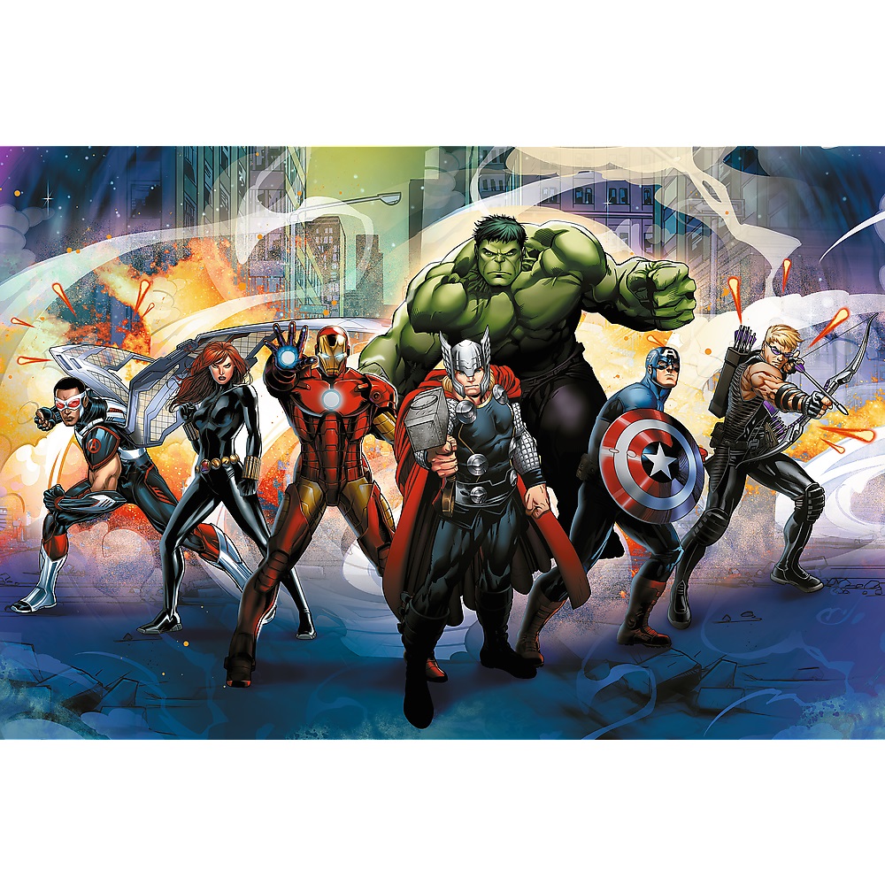 trefl puzzle 160 el Avengers Supermoce 15428, zabawki Nino Bochnia, pomysł na prezent dla 6 latka, puzzle Avengers, zabawki Bochnia