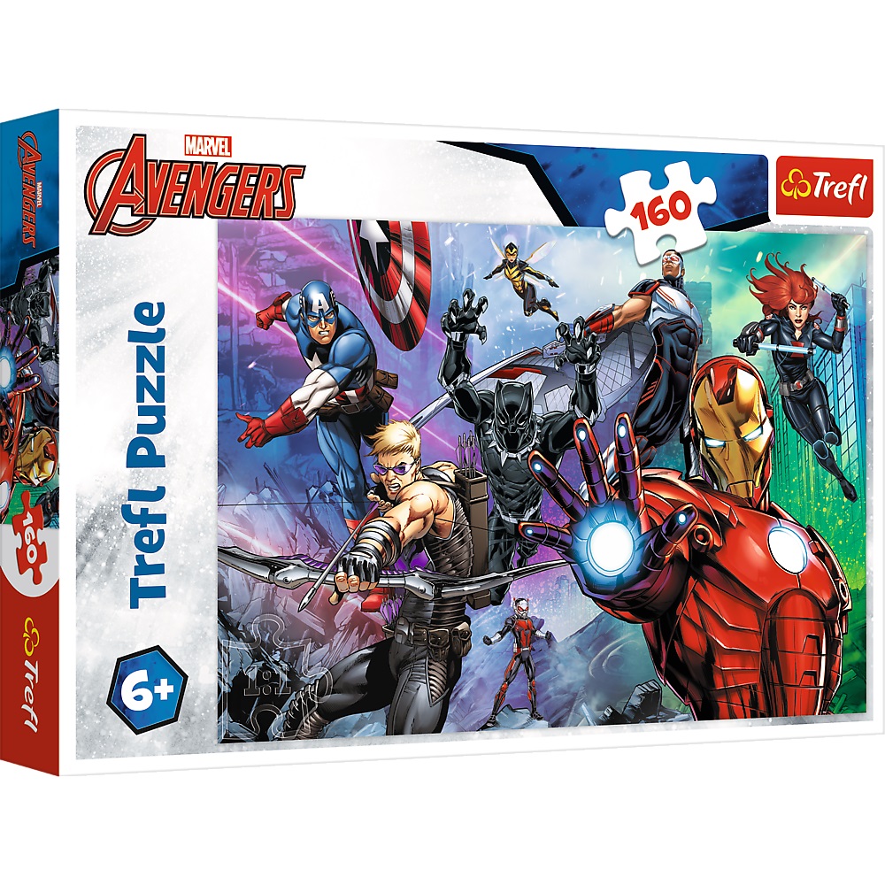 trefl puzzle 160 el Avengers Zawsze gotowi bohaterowie 15424, zabawki Nino Bochnia, pomysł na prezent dla 6 latka, puzzle superbohaterowie