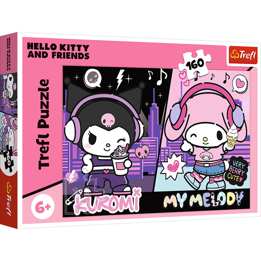 trefl puzzle 160 el Kuromi rządzi 15430, zabawki Nino Bochnia, pomysł na prezent dla 6 latki, puzzle z Kuromi dla dziewczynki