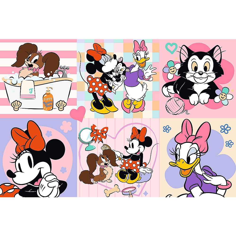 trefl puzzle 160 el Myszka Minnie kolorowy dzień Minnie 15426, zabawki Nino bochnia, pomysł na prezent dla 6 latki, puzzle z Myszką minnie