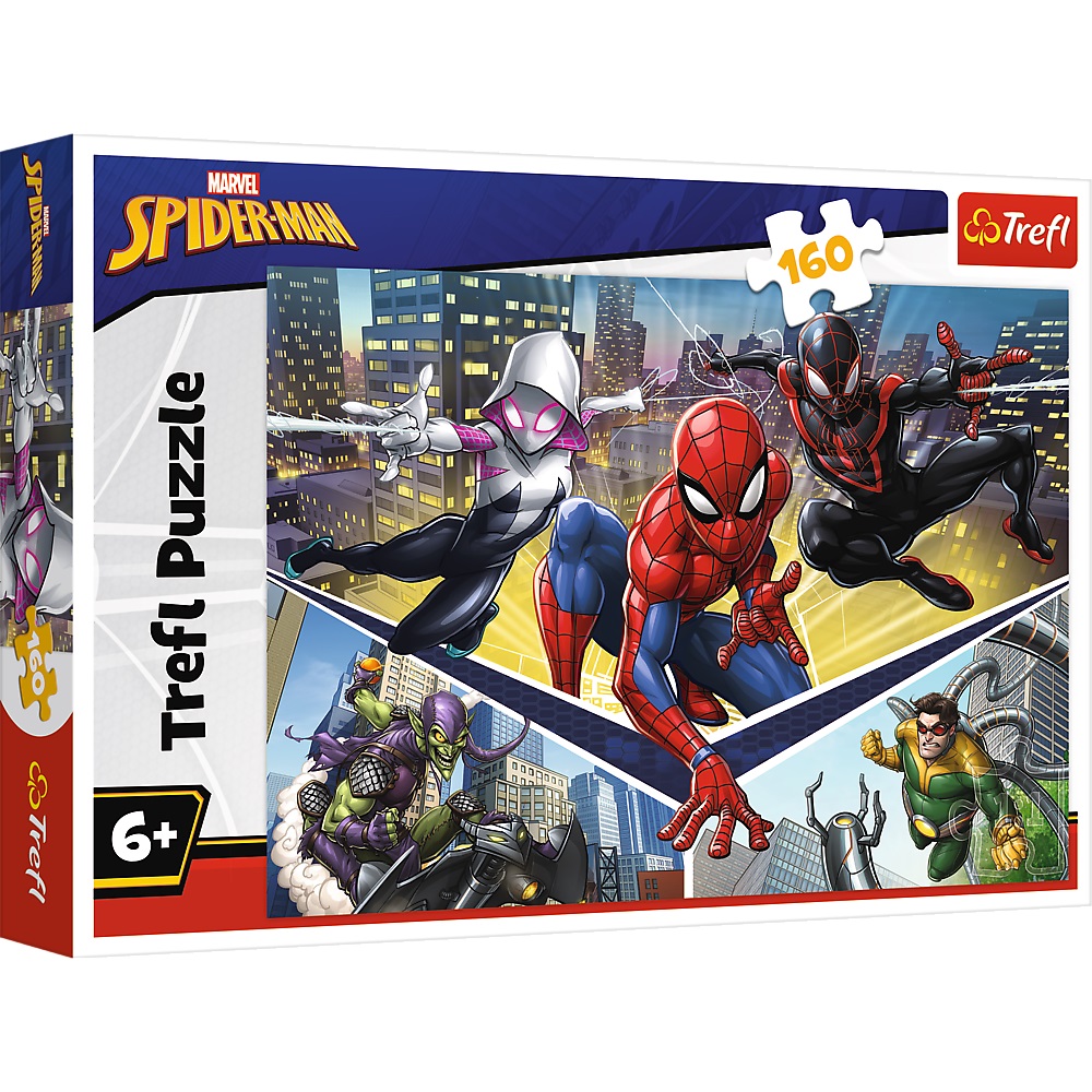trefl puzzle 160 el Spiderman siła Spidermana 15422, zabawki Nino Bochnia, co kupić 6 latkowi na urodziny