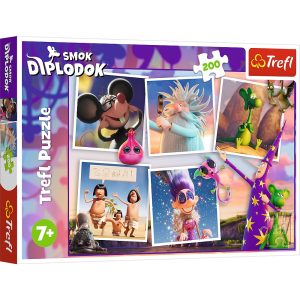 trefl puzzle 200 el Smok Diplodok Przygody Smoka Diplodoka 13322, zabawki Nino Bochnia, pomysł na prezent dla 7 latka, puzzle ze Smokiem Diplodokiem, puzzle 200 el dla chłopca