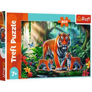 trefl puzzle 200 el Tygrysie zwyczaje 13330, zabawki nino bochnia, pomysł na prezent dla 7 latka, puzzle z tygrysem