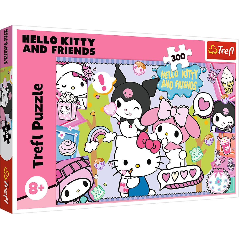 trefl puzzle 300 el Hello Kitty Szalone trio 23039, zabawki Nino Bochnia, pomysł na prezent dla 7 latki, puzzle hello Kitty