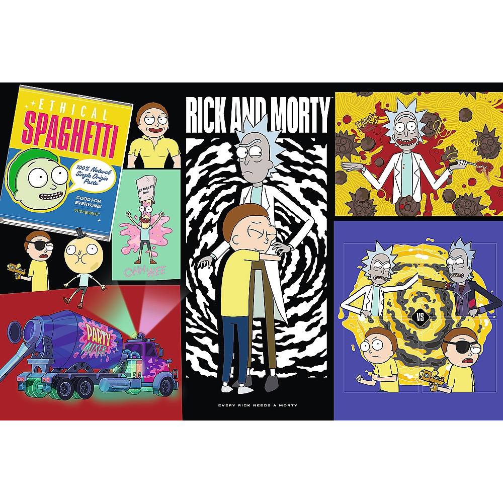 trefl puzzle 300 el Rick i Morty Dziwne miejsce w galaktyce 23035, zabawki Nino Bochnia, pomysł na prezent dla 7 latka, puzzle Rick i Morty