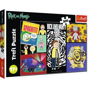 trefl puzzle 300 el Rick i Morty Dziwne miejsce w galaktyce 23035, zabawki Nino Bochnia, pomysł na prezent dla 7 latka, puzzle Rick i Morty