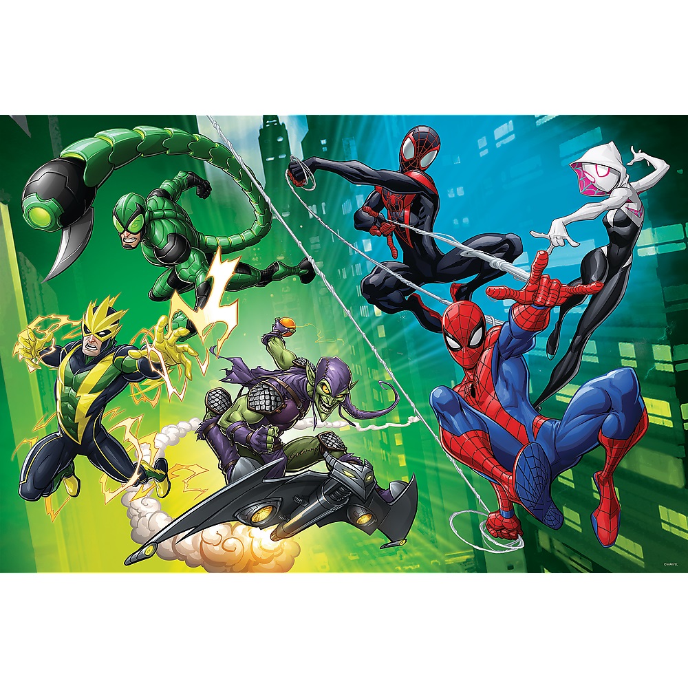 trefl puzzle 300 el Spiderman W pajęczej sieci 23036, zabawki Nino bochnia, pomysł na prezent dla 7 latka, puzzle Spiderman 300 el, puzzle ze Spidermanem