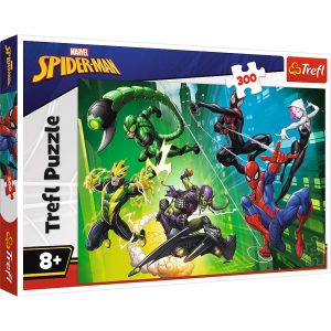 trefl puzzle 300 el Spiderman W pajęczej sieci 23036, zabawki Nino bochnia, pomysł na prezent dla 7 latka, puzzle Spiderman 300 el, puzzle ze Spidermanem