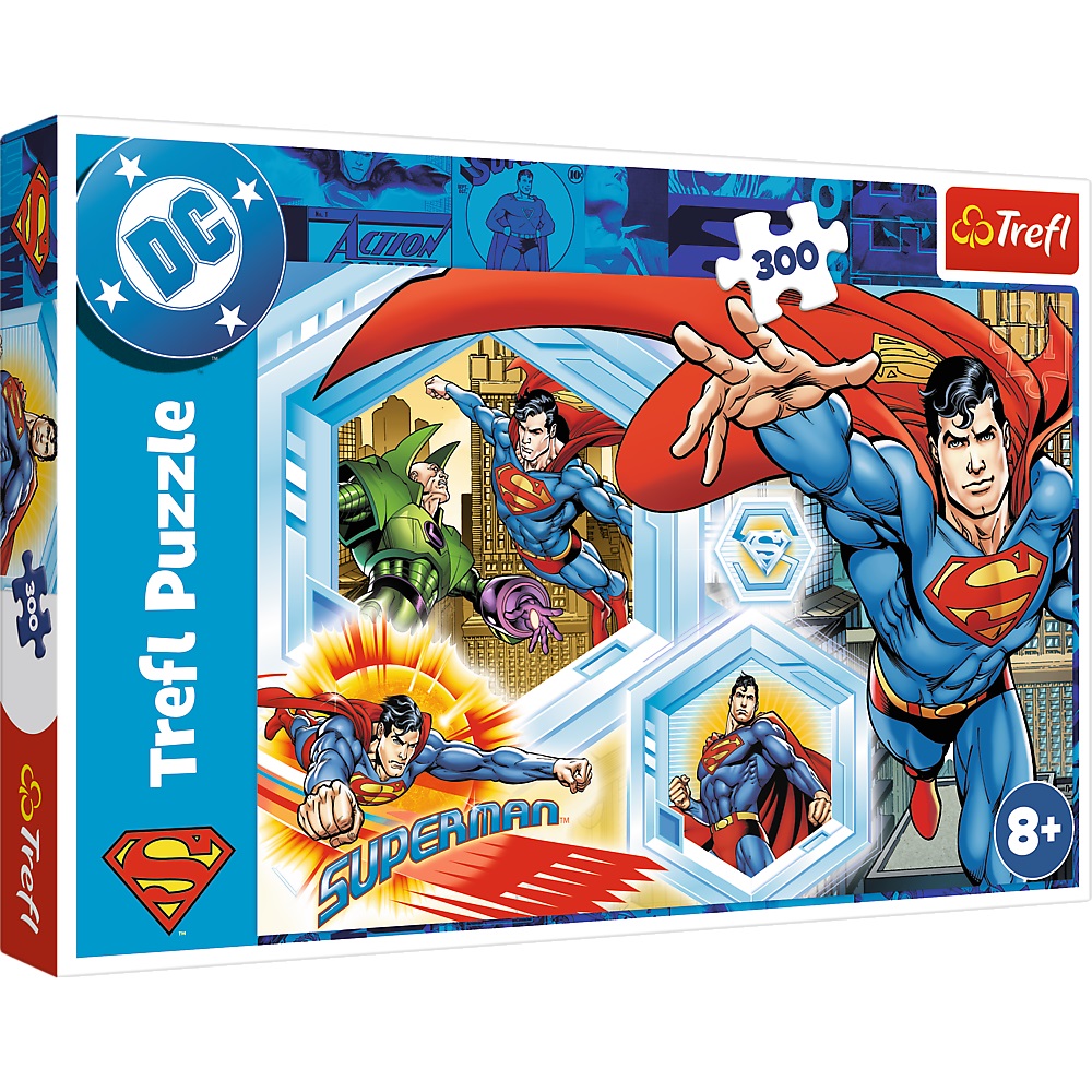 trefl puzzle 300 el Superman Niezniszczalny Superman 23032, zabawki Nino Bochnia, pomysł na prezent dla 8 latka, puzzle ze Spidermanem
