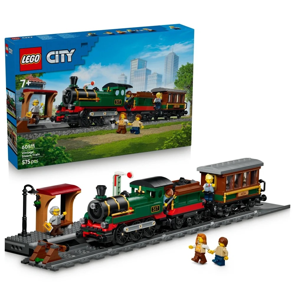 Klocki Lego City 60511 Retro pociąg z lokomotywą parową, zabawki nino bochnia, pomysł na prezent dla 7 latka, lego ciuchcia, lego city kolejka, lego pociąg, lego lokomotywa