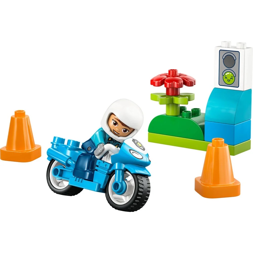 Klocki Lego Duplo 10471 Niebieski motocykl policyjny, zabawki Nino Bochnia, pomysł na prezent dla 2 latka, klocki lego duplo, lego dla maluszka motor policyjny