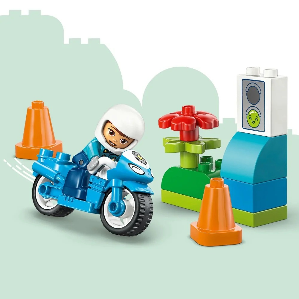 Klocki Lego Duplo 10471 Niebieski motocykl policyjny, zabawki Nino Bochnia, pomysł na prezent dla 2 latka, klocki lego duplo, lego dla maluszka motor policyjny