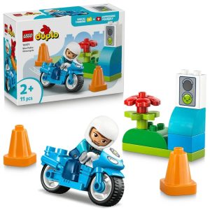 Klocki Lego Duplo 10471 Niebieski motocykl policyjny, zabawki Nino Bochnia, pomysł na prezent dla 2 latka, klocki lego duplo, lego dla maluszka motor policyjny