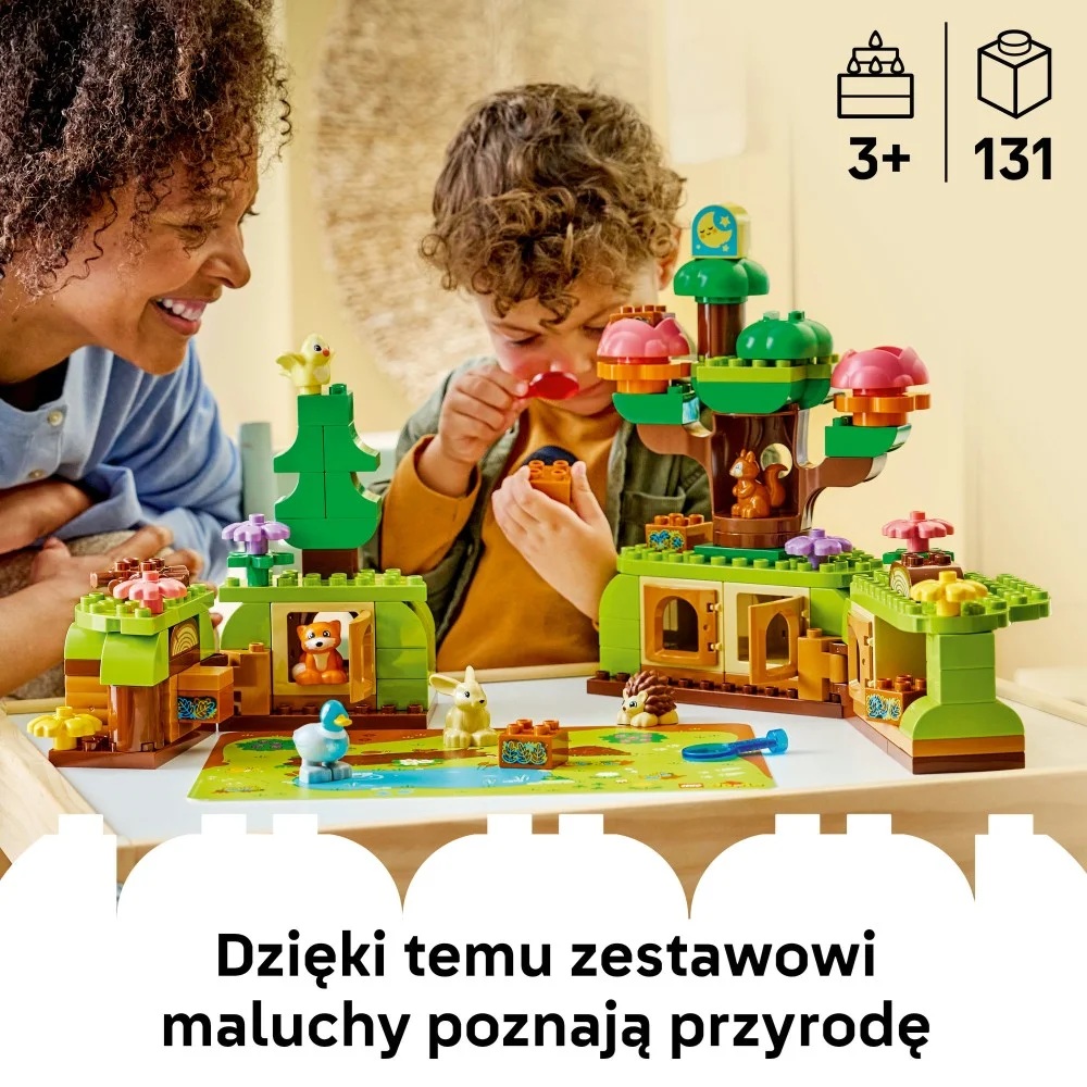 Klocki Lego Duplo 10480 Las odkrywców z dzikimi zwierzętami, zabawki Nino Bochnia, pomysł na prezent dla 3 latka, lego duplo zwierzątka