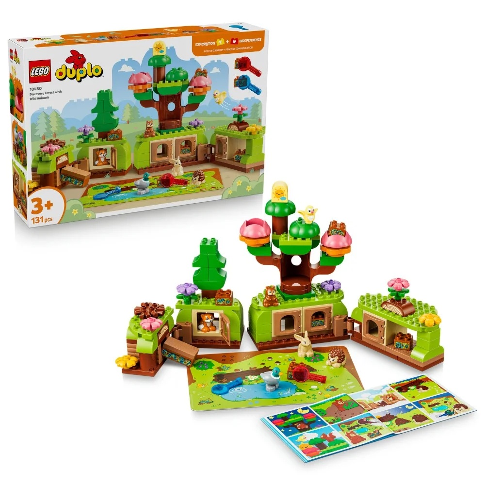 Klocki Lego Duplo 10480 Las odkrywców z dzikimi zwierzętami, zabawki Nino Bochnia, pomysł na prezent dla 3 latka, lego duplo zwierzątka