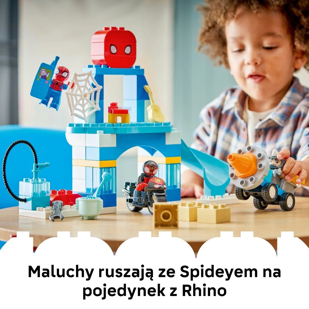 Klocki Lego Duplo Spiderman 10464 Kryjówka pajęczej drużyny, zabawki Nino Bochnia, pomysł na prezent dla 2 latka, lego duplo Spiderman