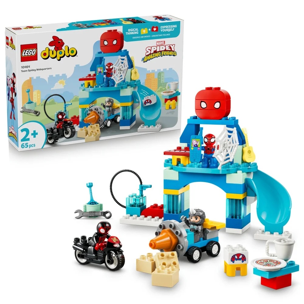Klocki Lego Duplo Spiderman 10464 Kryjówka pajęczej drużyny, zabawki Nino Bochnia, pomysł na prezent dla 2 latka, lego duplo Spiderman