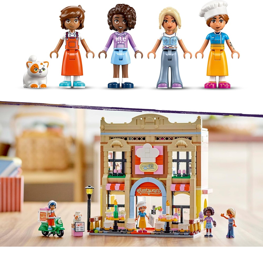 Klocki Lego Friends 42655 Restauracja i szkoła gotowania, zabawki Nino Bochnia, pomysł na prezent dla 9 latki, lego Friends, klocki lego dla dziewczynki