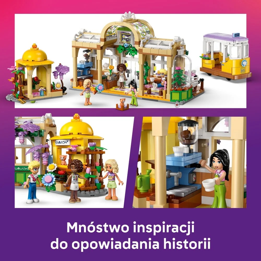 Klocki Lego Friends 42671 Zielona kawiarnia i kwiaciarnia, zabawki Nino Bochnia, pomysł na prezent dla 9 latki, klocki lego Friends, lego 42671