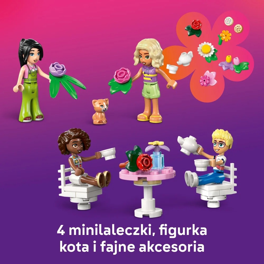 Klocki Lego Friends 42671 Zielona kawiarnia i kwiaciarnia, zabawki Nino Bochnia, pomysł na prezent dla 9 latki, klocki lego Friends, lego 42671