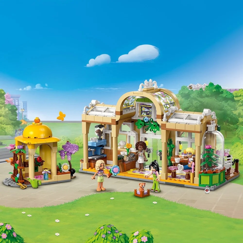 Klocki Lego Friends 42671 Zielona kawiarnia i kwiaciarnia, zabawki Nino Bochnia, pomysł na prezent dla 9 latki, klocki lego Friends, lego 42671