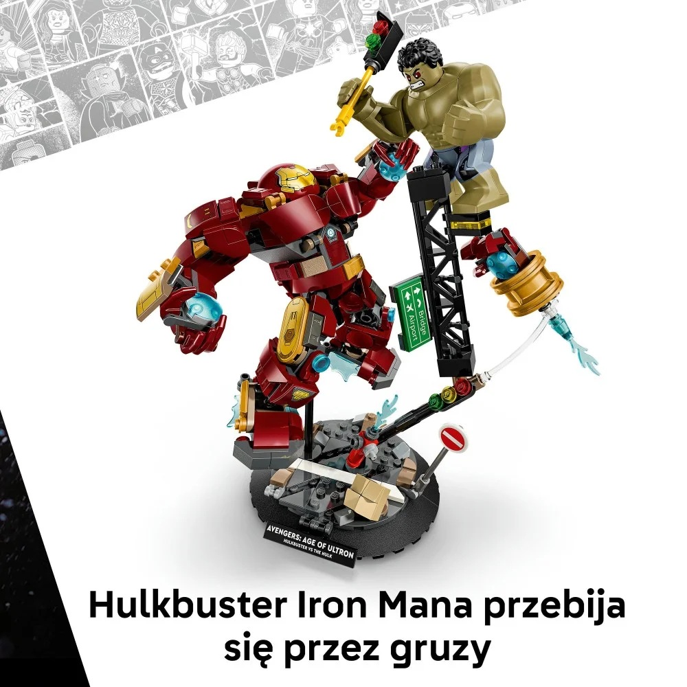 Klocki Lego Marvel 76343 Epicka bitwa Hulkbuster kontra Hulk, zabawki Nino Bochnia, pomysł na prezent dla 7 latka, lego avengers