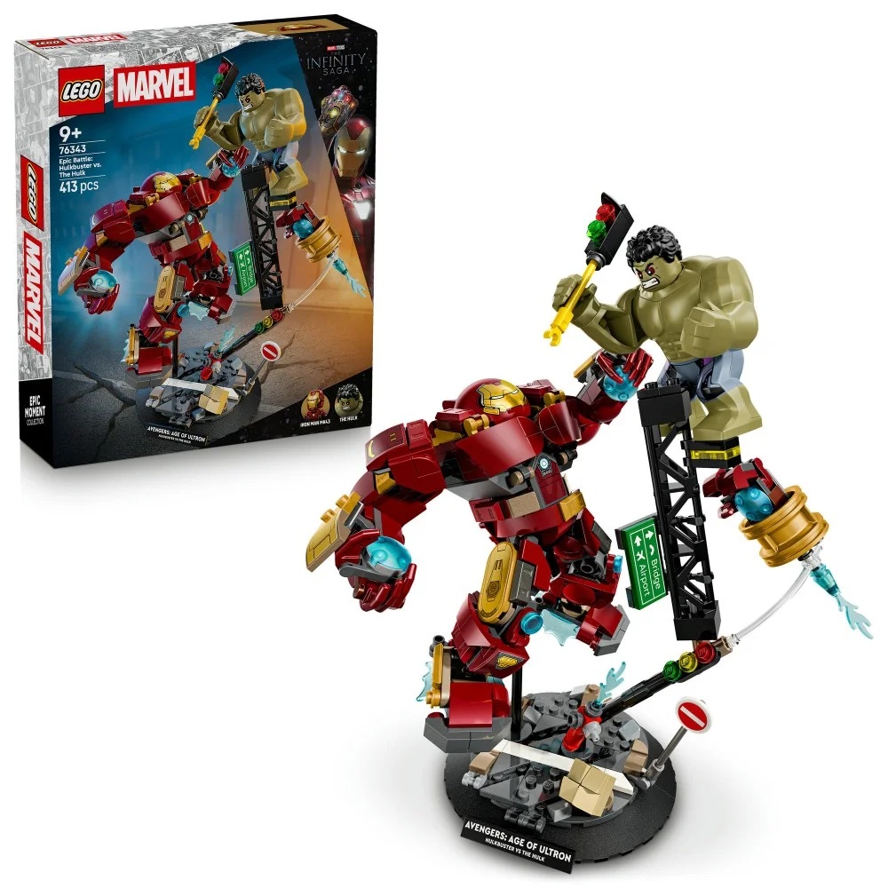 Klocki Lego Marvel 76343 Epicka bitwa Hulkbuster kontra Hulk, zabawki Nino Bochnia, pomysł na prezent dla 7 latka, lego avengers
