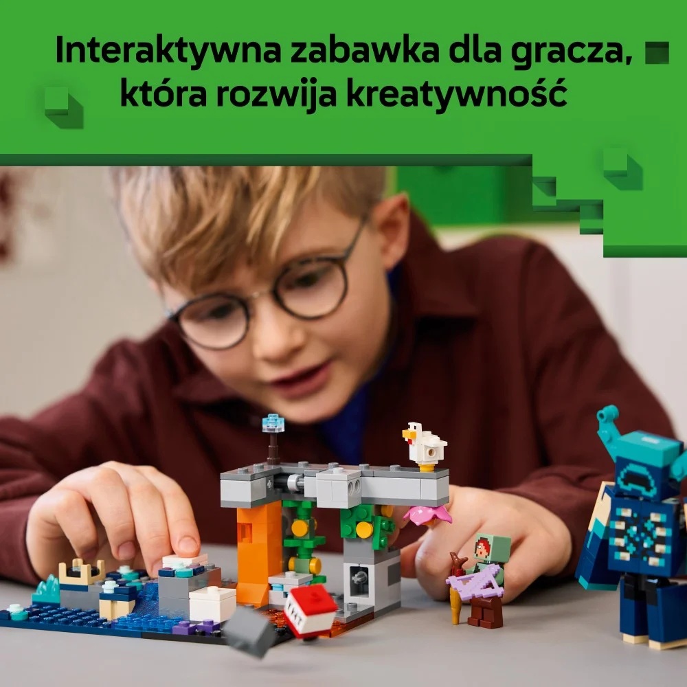 Klocki Lego Minecraft 21274 Spotkanie ze strażnikiem, zabawki nino Bochnia, pomysł na prezent dla 7 latka, klocki Lego Minecraft, lego dla 7 latka