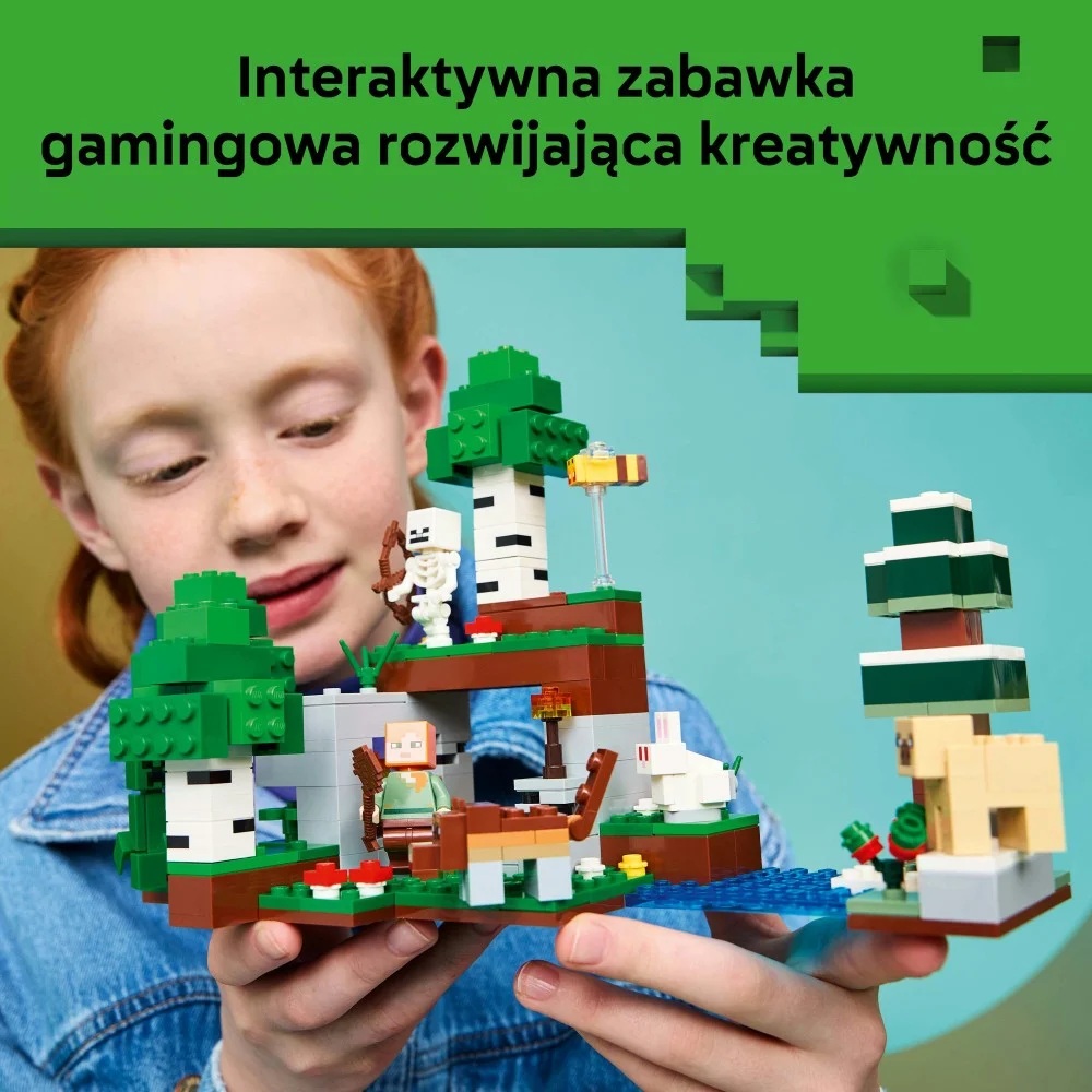 Klocki Lego Minecraft 21593 Przetrwanie pierwszej nocy, zabawki Nino Bochnia, pomysł na prezent dla 8 latka, klocki lego Minecraft, lego 21593