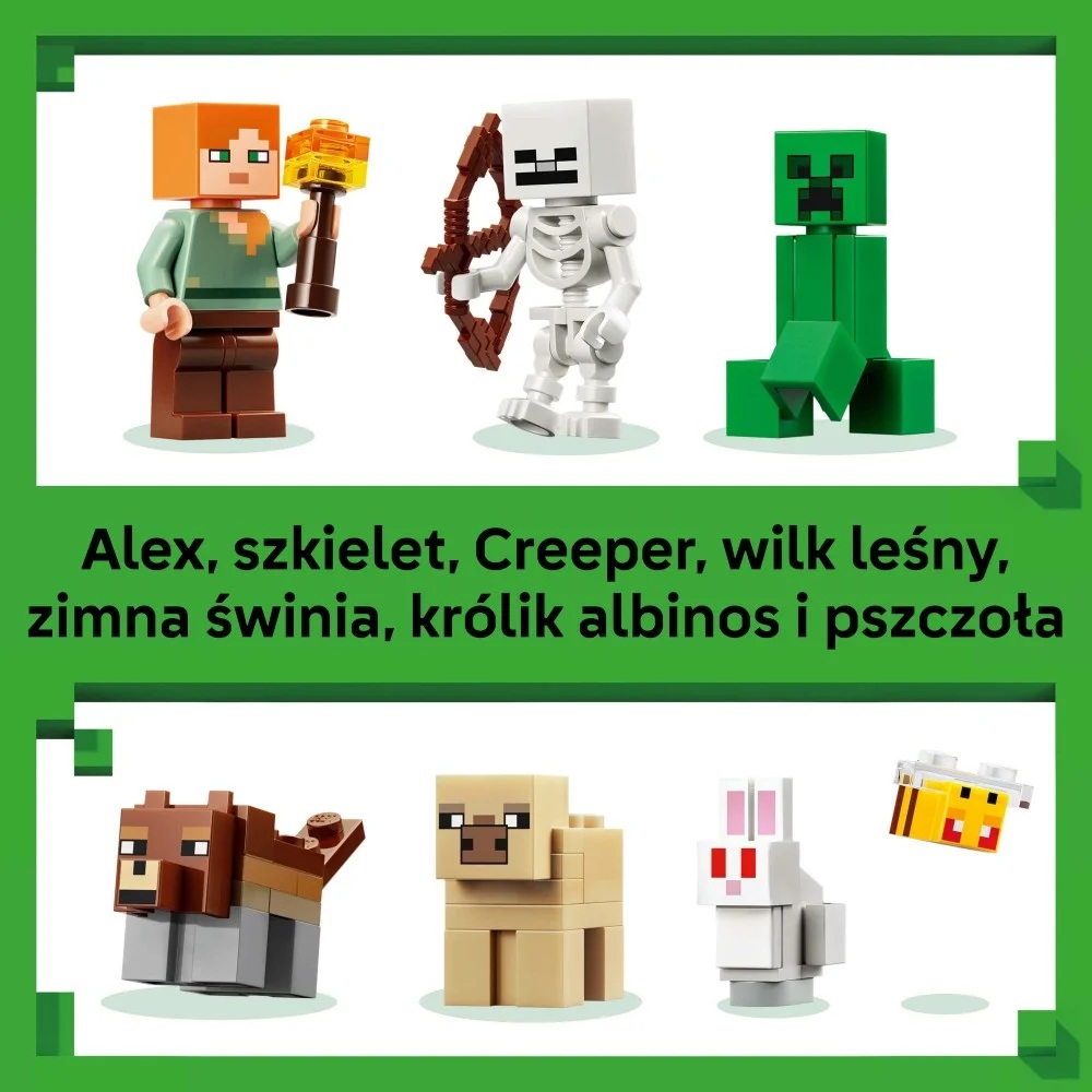 Klocki Lego Minecraft 21593 Przetrwanie pierwszej nocy, zabawki Nino Bochnia, pomysł na prezent dla 8 latka, klocki lego Minecraft, lego 21593