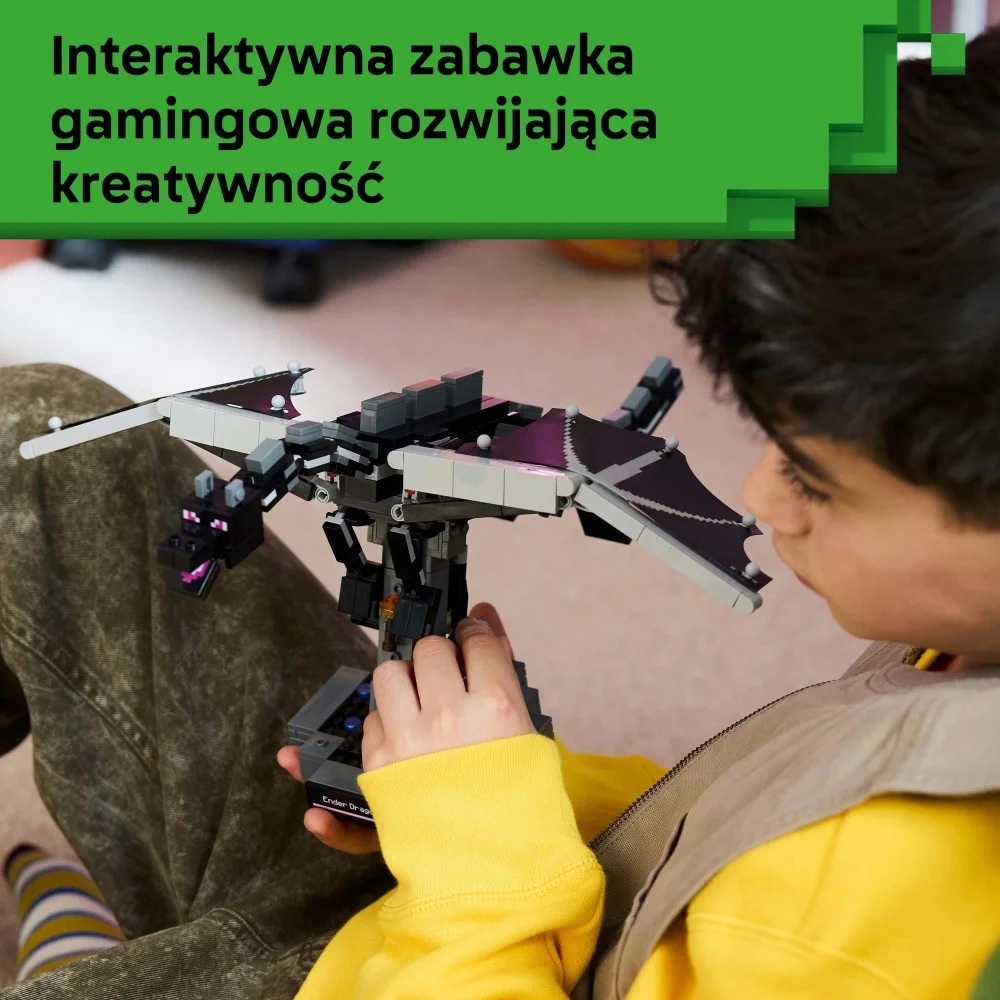 Klocki Lego Minecraft 21595 Smok kresu, zabawki Nino Bochnia, pomysł na prezent dla 10 latka, lego smok z minecrafta