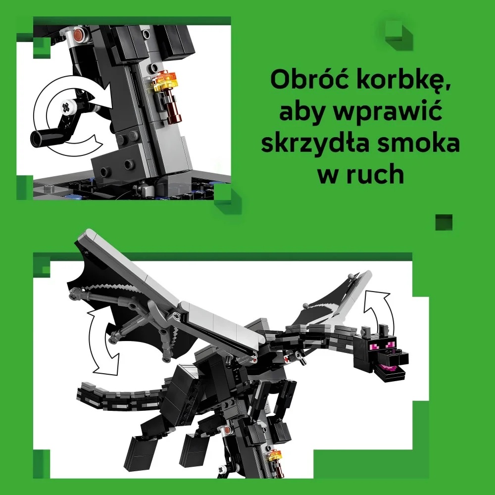 Klocki Lego Minecraft 21595 Smok kresu, zabawki Nino Bochnia, pomysł na prezent dla 10 latka, lego smok z minecrafta