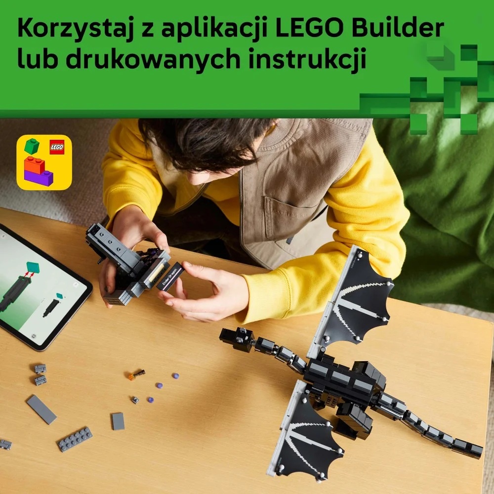 Klocki Lego Minecraft 21595 Smok kresu, zabawki Nino Bochnia, pomysł na prezent dla 10 latka, lego smok z minecrafta