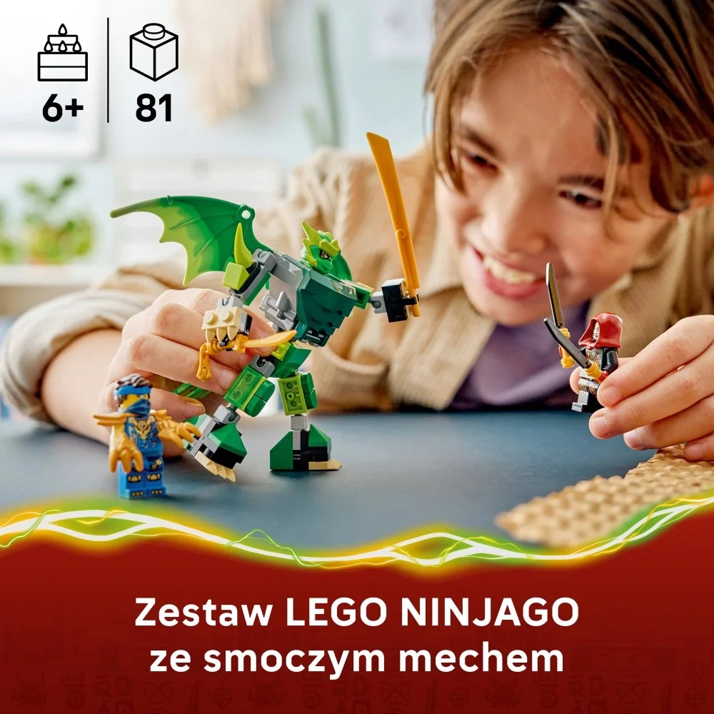 Klocki Lego Ninjago 71862 Smoczy Mech Lloyda zestaw bitewny, zabawki Nino bochnia, pomysł na prezent dla 6 latka, lego ninjago zielony mech Lloyda