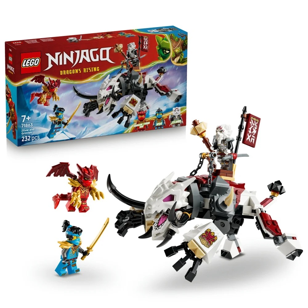 Klocki Lego Ninjago 71863 Zilvar i smocza bestia Grimtak, zabawki Nino Bochnia, pomysł na prezent dla 7 latka, lego Ninjago