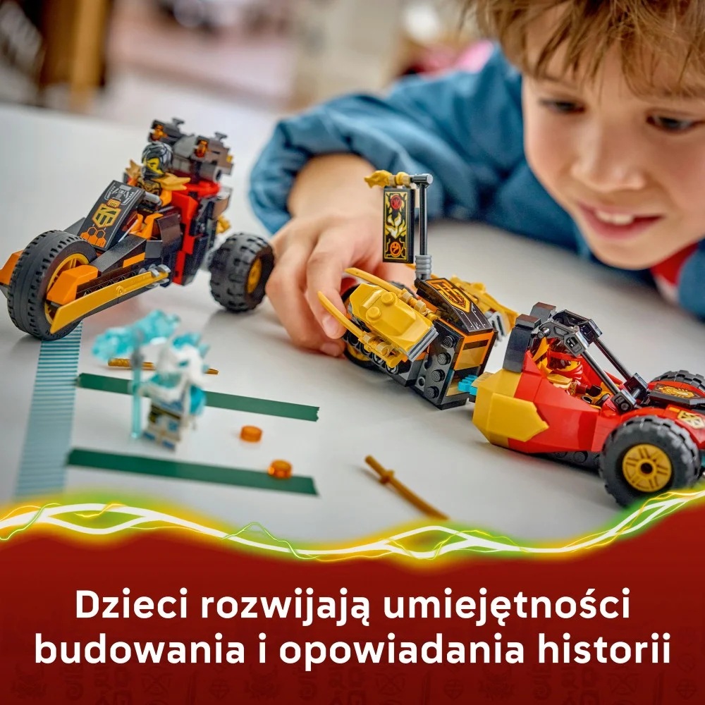 Klocki Lego Ninjago 71864 Wielofunkcyjne pojazdy Kaia i Cole'a, zabawki Nino Bochnia, pomysł na prezent dla 7 latka, lego ninjago 71864