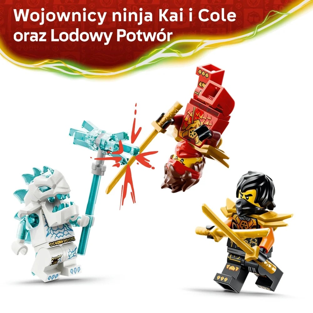 Klocki Lego Ninjago 71864 Wielofunkcyjne pojazdy Kaia i Cole'a, zabawki Nino Bochnia, pomysł na prezent dla 7 latka, lego ninjago 71864