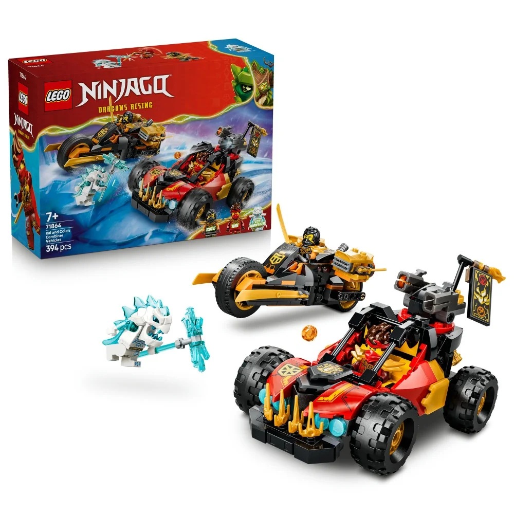 Klocki Lego Ninjago 71864 Wielofunkcyjne pojazdy Kaia i Cole'a, zabawki Nino Bochnia, pomysł na prezent dla 7 latka, lego ninjago 71864