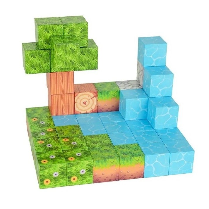 Klocki Magnetyczne 3D Piksele kostki sześcienne Własny świat 47 el, zabawki Nino Bochnia, pomysł na prezent dla 6 latka, klocki magnetyczne piksele, klocki sześcienne kosteczki do układania