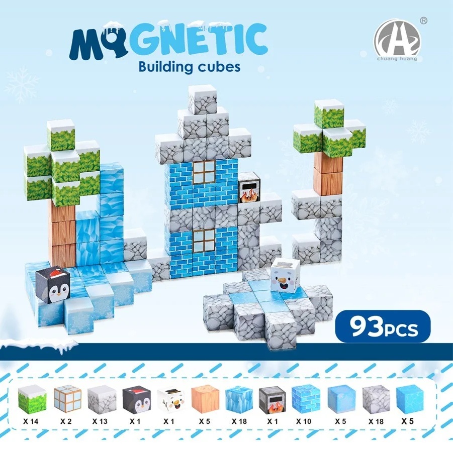 Klocki Magnetyczne 3D Piksele kostki sześcienne Własny świat 93 el, zabawki Nino Bochnia, pomysł na prezent dla 4 latka, klocki magnetyczne, klocki 3d kostki sześcienne, klocki piksele
