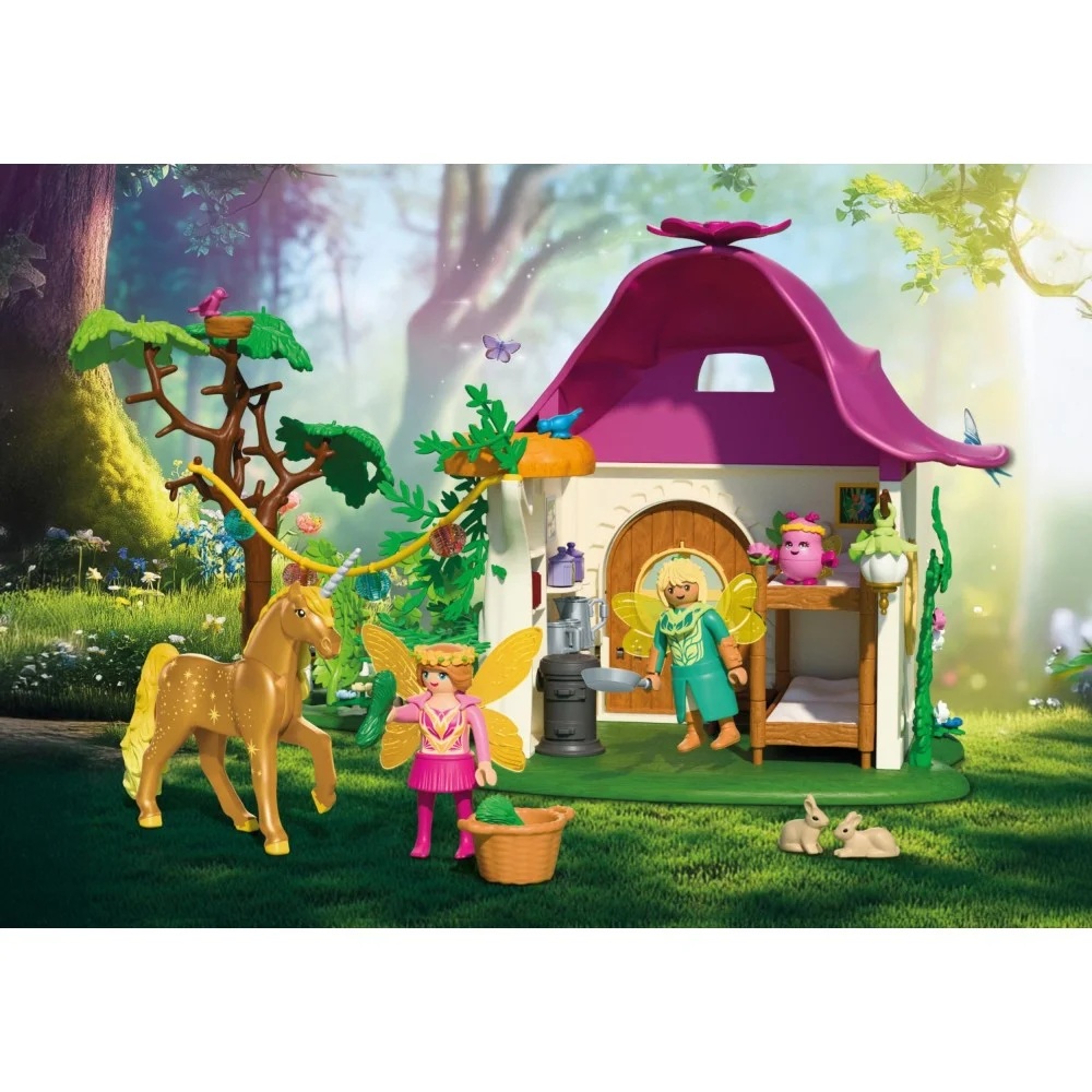 Playmobil 71838 Przytulny dom wróżek i złoty jednorożec, zabawki Nino Bochnia, pomysł na prezent dla 5 latki, playmobil wróżki i jednorożec,