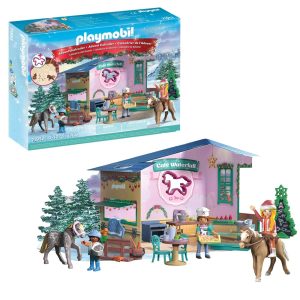 Playmobil 71952 Kalendarz adwentowy świąteczne wypieki w kawiarni jeździeckiej, zabawki Nino Bochnia, pomysł na prezent dla 5 latki, kalendarz adwentowy z konikami