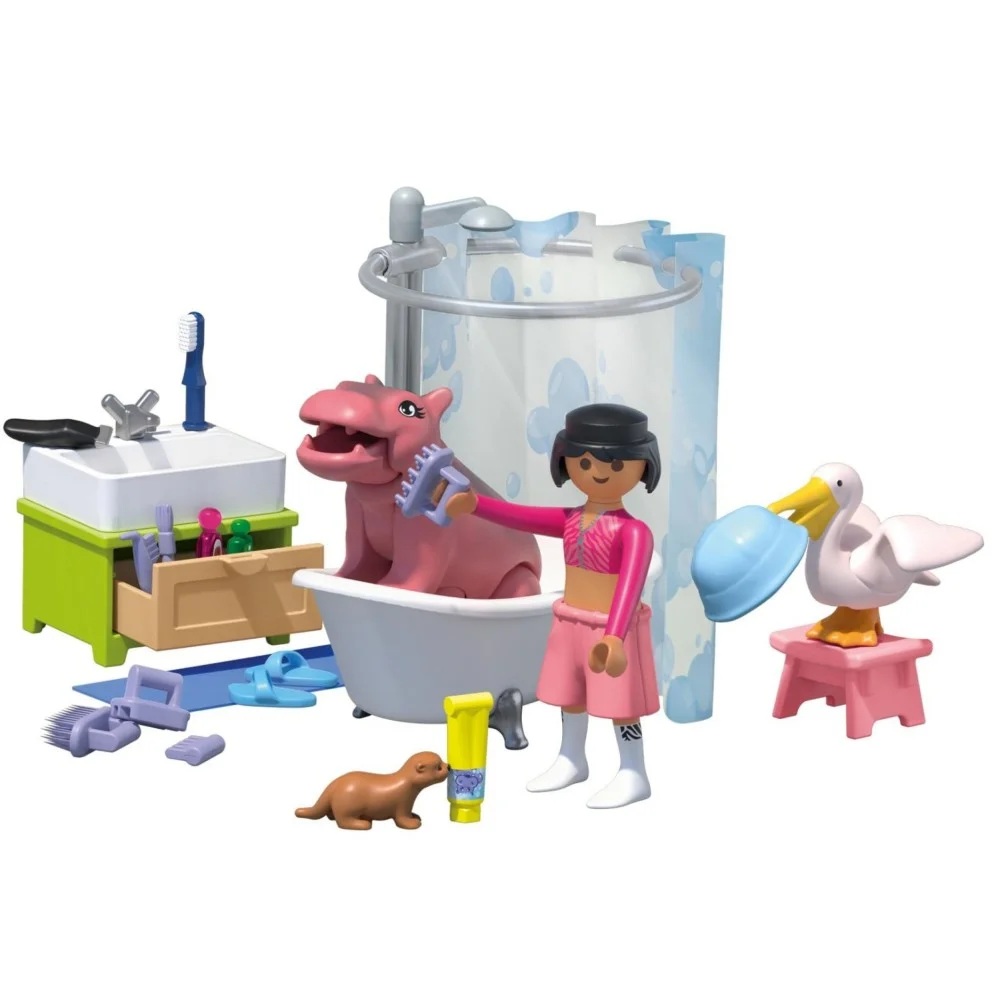 Playmobil Animals Friends 71950 Zwierzęta w kąpieli, zabawki Nino Bochnia, pomysł na prezent dla 4 latki, playmobil zestaw z hipopotamem