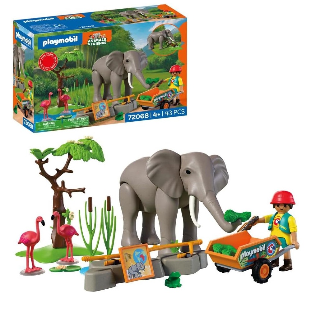 Playmobil Animals Friends 72068 Słoń z opiekunem, zabawki Nino Bochnia, pomysł na prezent dla 5 latka, playmobil zestaw ze słoniem, ANRE Bochnia