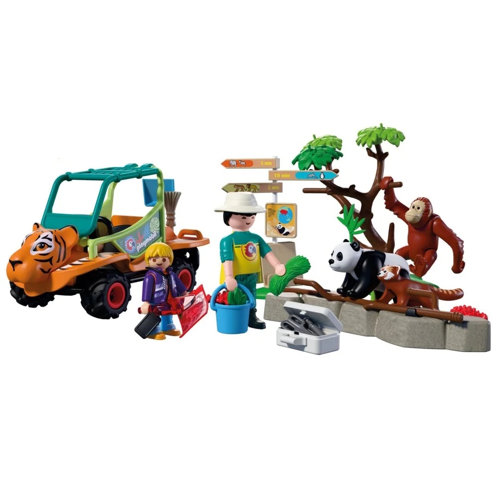Playmobil Animals Friends 72072 Opiekun zwierząt z pojazdem, zabawki Nino Bochnia, pomysł na prezent dla 5 latka, playmobil zestaw ze zwierzątkami
