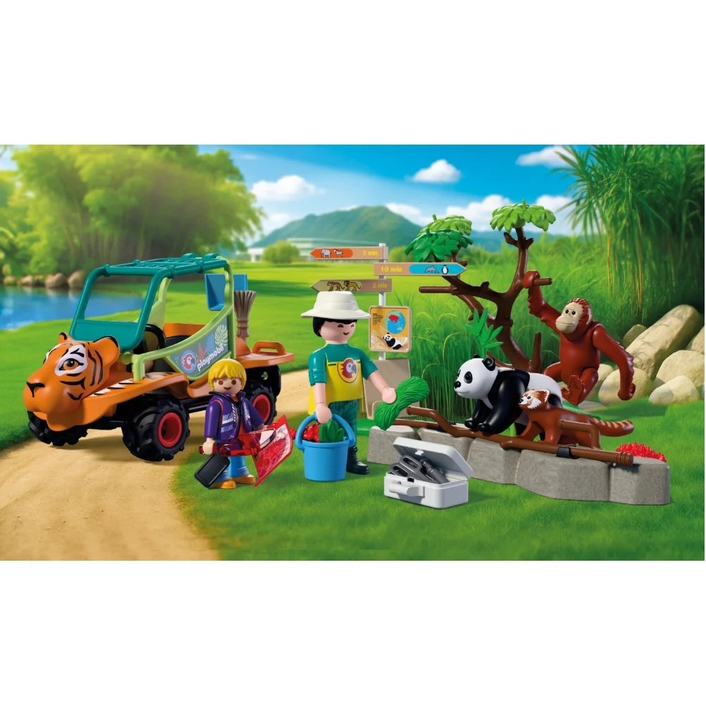 Playmobil Animals Friends 72072 Opiekun zwierząt z pojazdem, zabawki Nino Bochnia, pomysł na prezent dla 5 latka, playmobil zestaw ze zwierzątkami