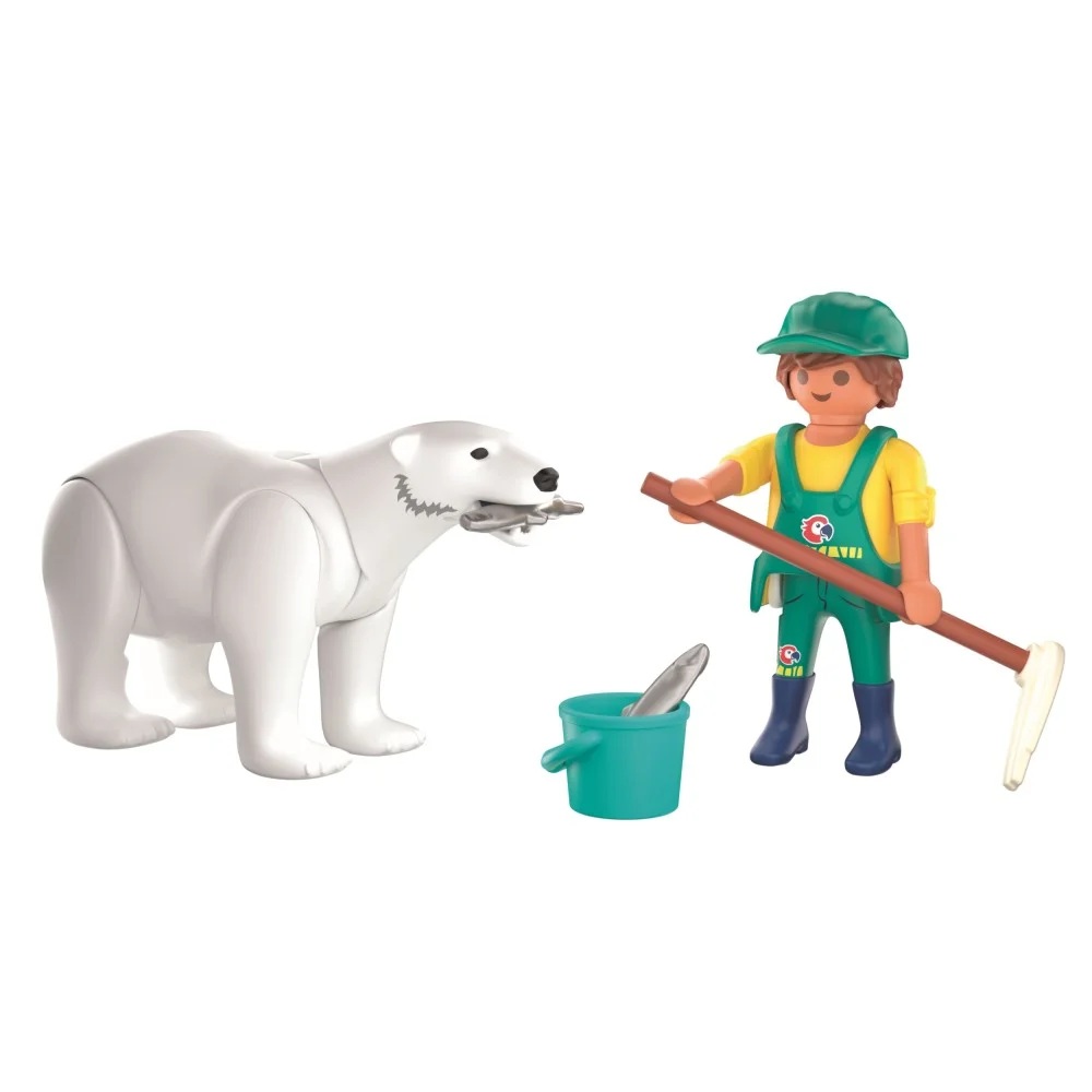 Playmobil Animals Friends 72090 Niedźwiedź polarny i opiekun, zabawki nino Bochnia, pomysł na prezent dla 4 latka, playmobil zwierzątka, opiekun i niedźwiedź polarny playmobil