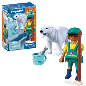 Playmobil Animals Friends 72090 Niedźwiedź polarny i opiekun, zabawki nino Bochnia, pomysł na prezent dla 4 latka, playmobil zwierzątka, opiekun i niedźwiedź polarny playmobil