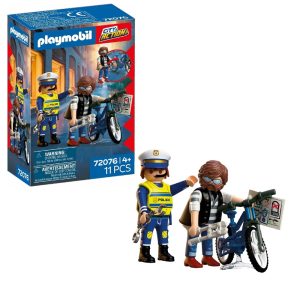 Playmobil City Action 72076 Kradzież roweru, zabawki Nino Bochnia, pomysł na prezent dla 6 latka, playmobil policjant i złodziej